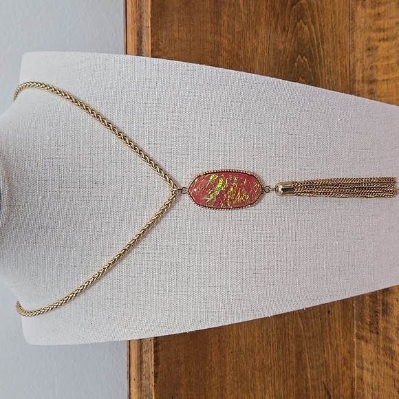 FAUX OPAL TASSEL PENDANT NECKLACE - Picture 1 of 5